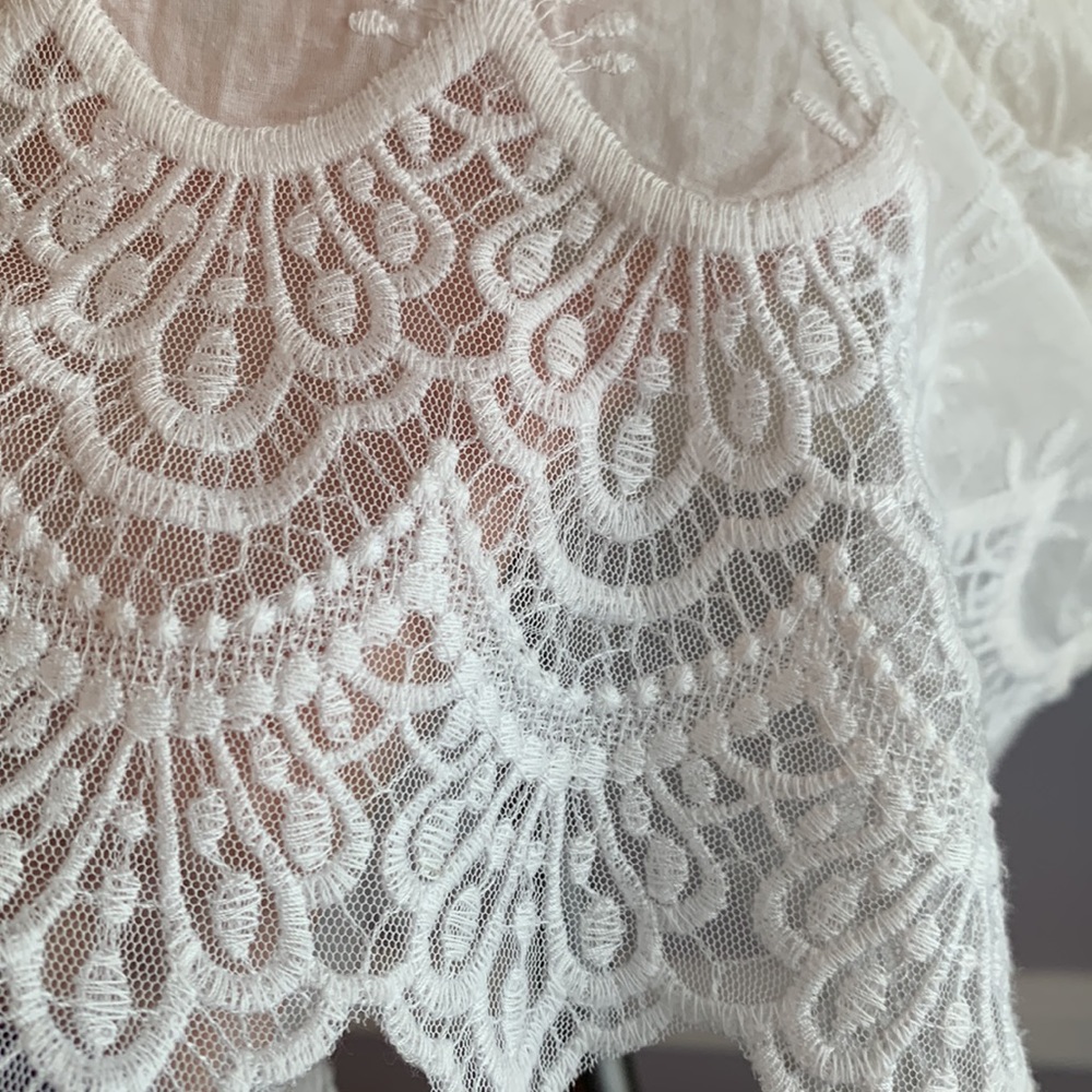 White House Black Market boho long sleeve embroidered lace tunic Size XS - Picture 7 of 15